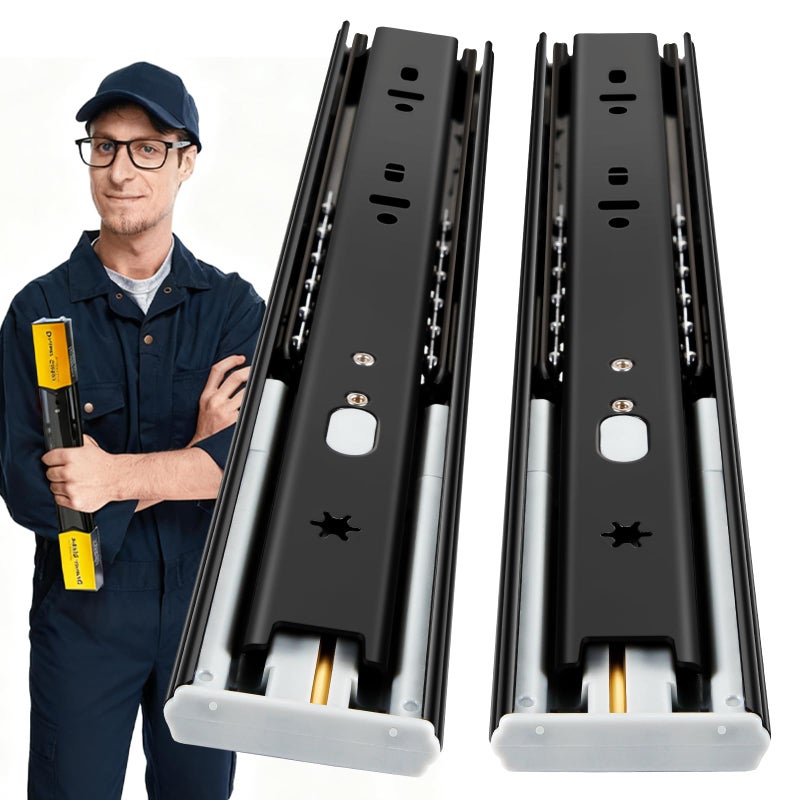 YENUO Soft Close Drawer Slides Full Extension Side Mount 12 14 16 18 20 22 24 inch Ball Bearing Metal Rails Track Guide Glides Runners Heavy Duty 100 Pound (Soft Close- 1 Pr, 20 Inch) - Image 1